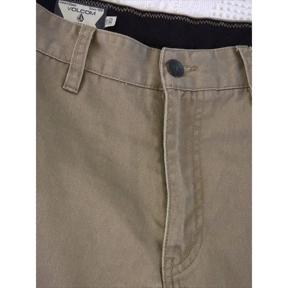 Volcom Stone Corpo Class Chino Shorts Mens Size 30 Khaki Pockets